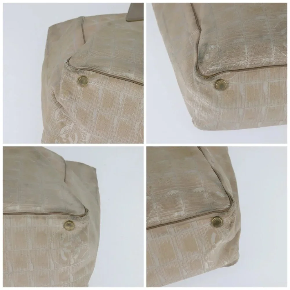CHANEL New Travel Line Tote Bag Nylon Beige Gold CC - Picture 14 of 16
